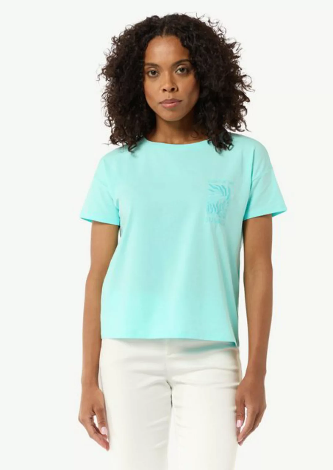 Comma Kurzarmshirt Modalmix-T-Shirt im Relaxed Fit mit Print Stickerei günstig online kaufen