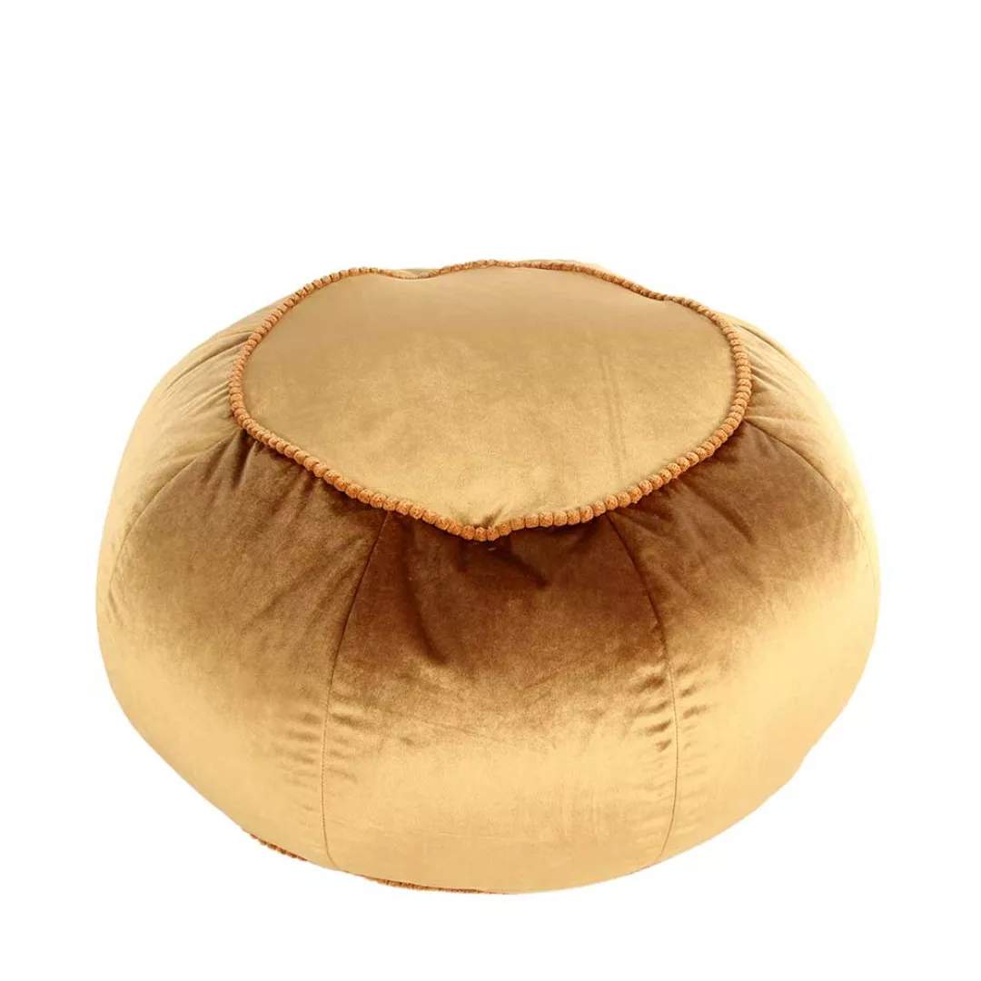 Pouf Hocker in Hellbraun Samt Orientalischen Design günstig online kaufen