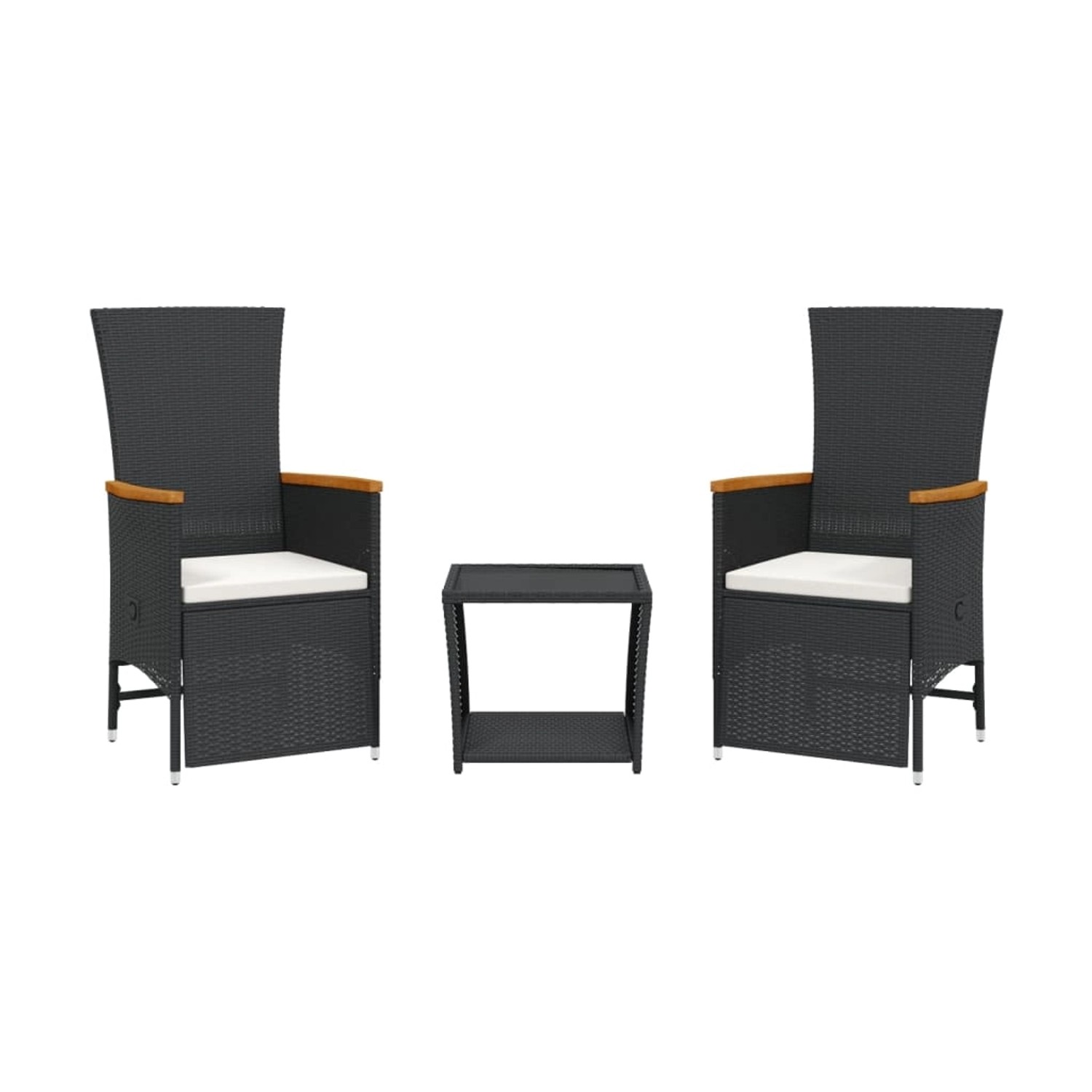 vidaXL 3-Tlg Garten-Essgruppe mit Kissen Schwarz Poly Rattan 3277543 günstig online kaufen