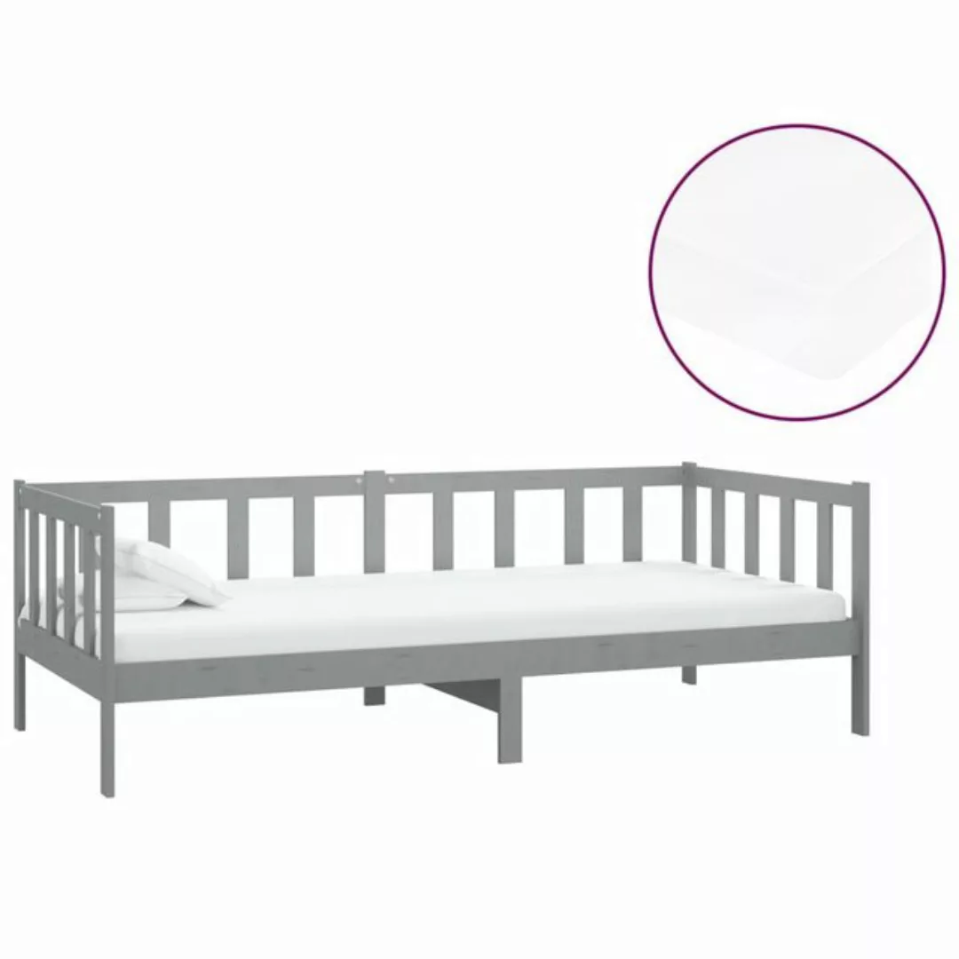 vidaXL Bettgestell Tagesbett Gästebett mit Matratze 90x200 cm Grau Massivho günstig online kaufen