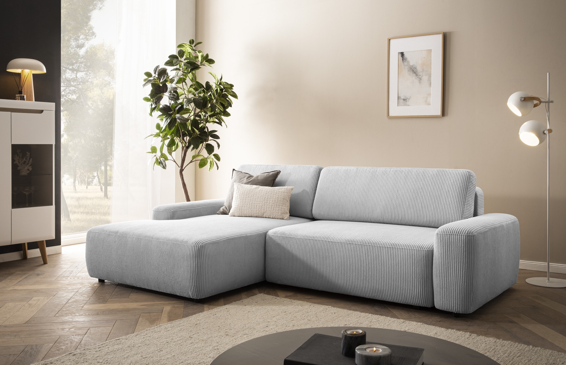 INOSIGN Ecksofa "TORGE (264cm), Schlafsofa in Cord, Samtvelours o Struktur günstig online kaufen