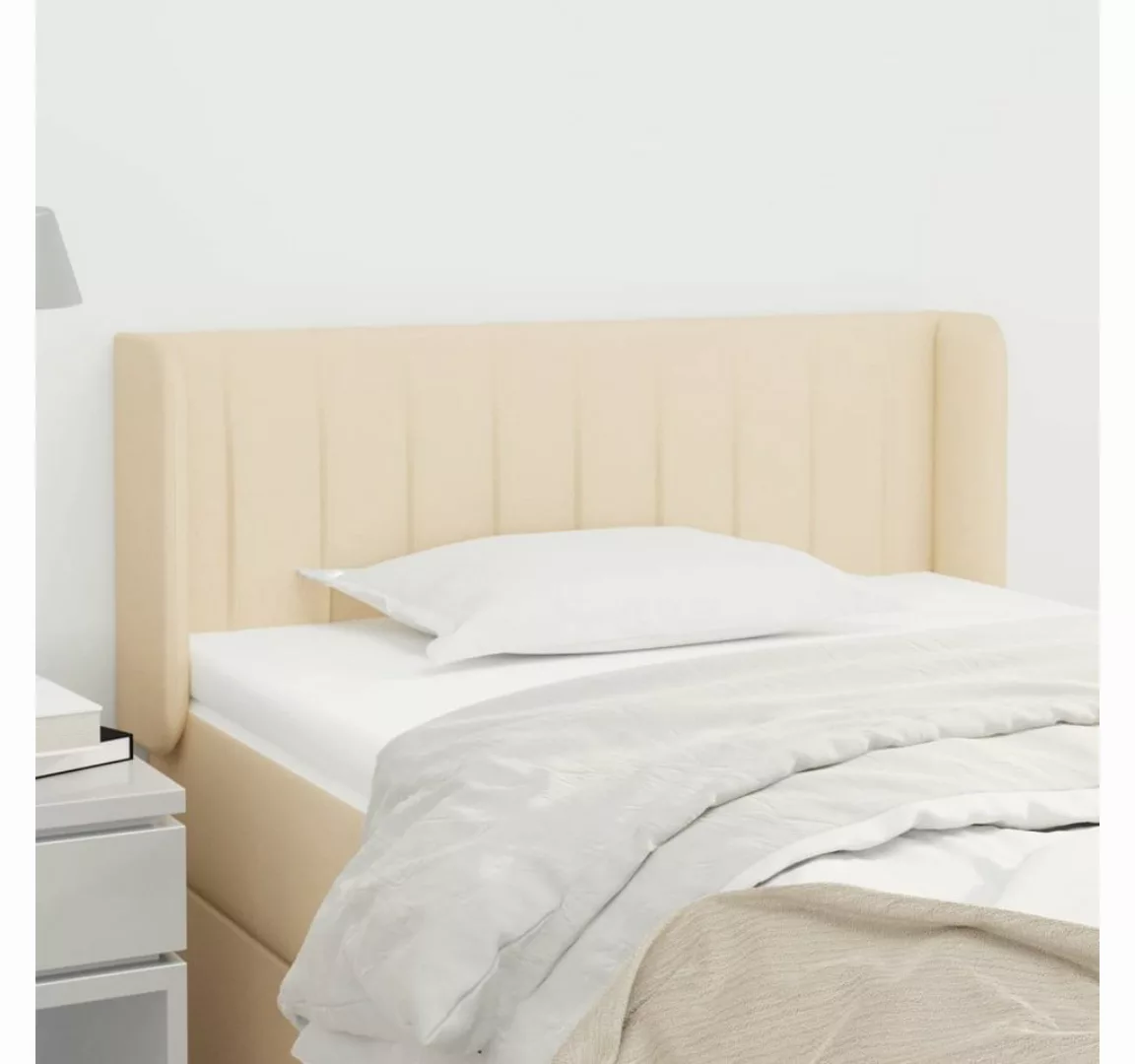 vidaXL Bett, Kopfteil mit Ohren Creme 103x16x78/88 cm Stoff günstig online kaufen