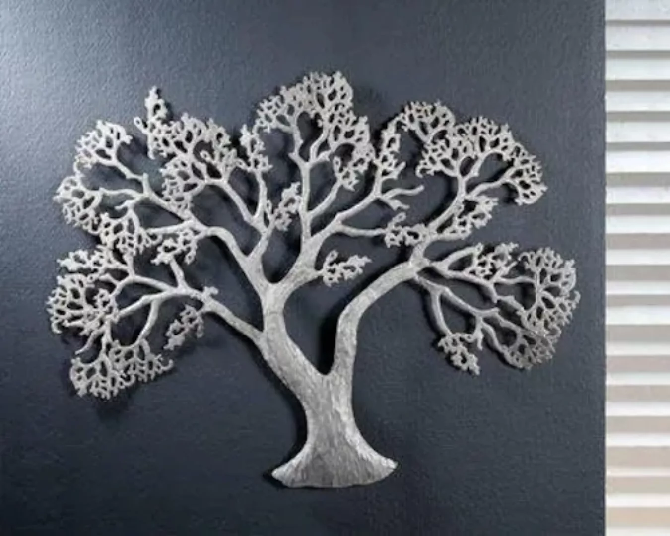 GILDE Wanddekoobjekt "Wandrelief Baum, silber" günstig online kaufen
