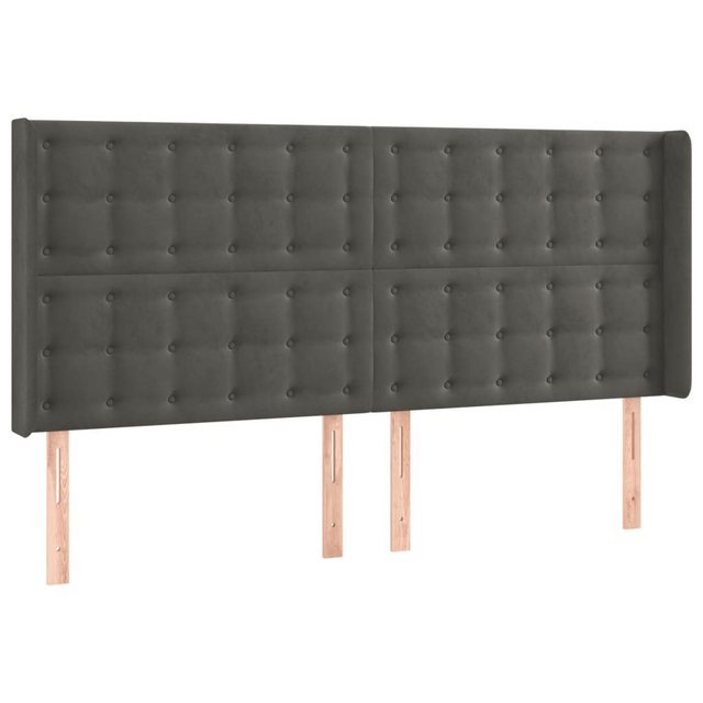 vidaXL Bett, Kopfteil mit Ohren Dunkelgrau 183x16x118/128 cm Samt günstig online kaufen