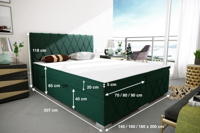 JVmoebel Bett Bett Boxspring Doppel Matratze Topper Betten Funktion Kasten günstig online kaufen