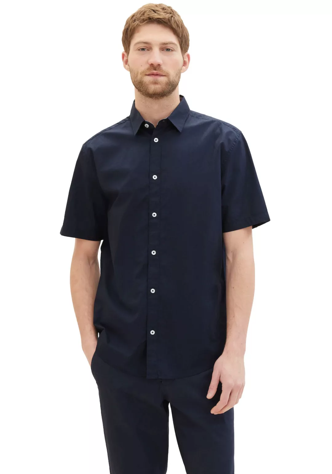 TOM TAILOR Kurzarmhemd aus softem Baumwoll-Poplin günstig online kaufen