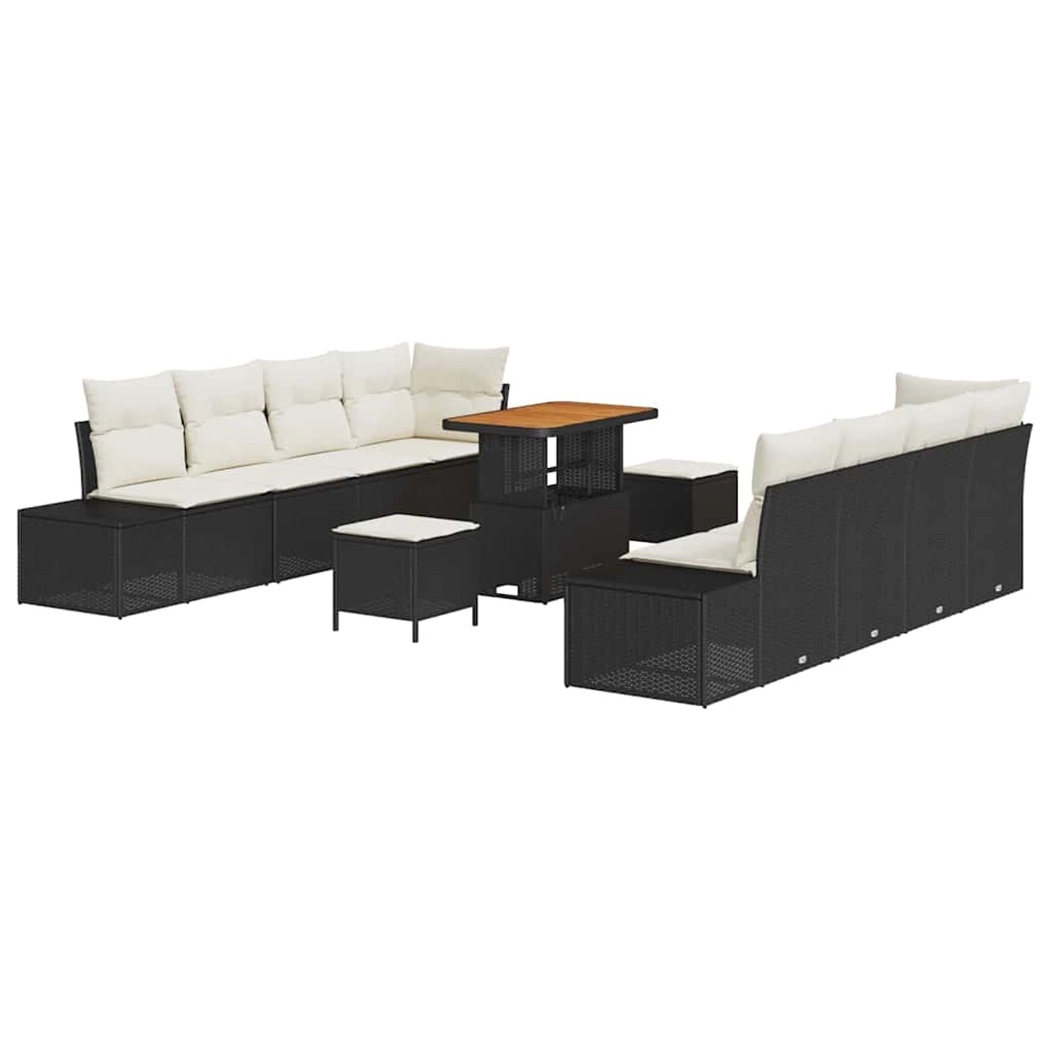 vidaXL Garten-Sofa-Set mit Kissen 11-Tlg Schwarz Poly Rattan 3362760 günstig online kaufen