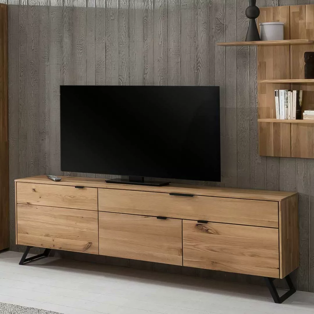 TV Schrank aus Wildeiche Massivholz und Metall 65 cm hoch günstig online kaufen
