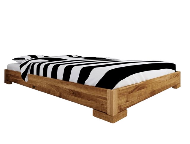 Natur24 Einzelbett Bett Bento 2 Sonderlänge 90x220 Wildeiche ohne Kopfteil günstig online kaufen