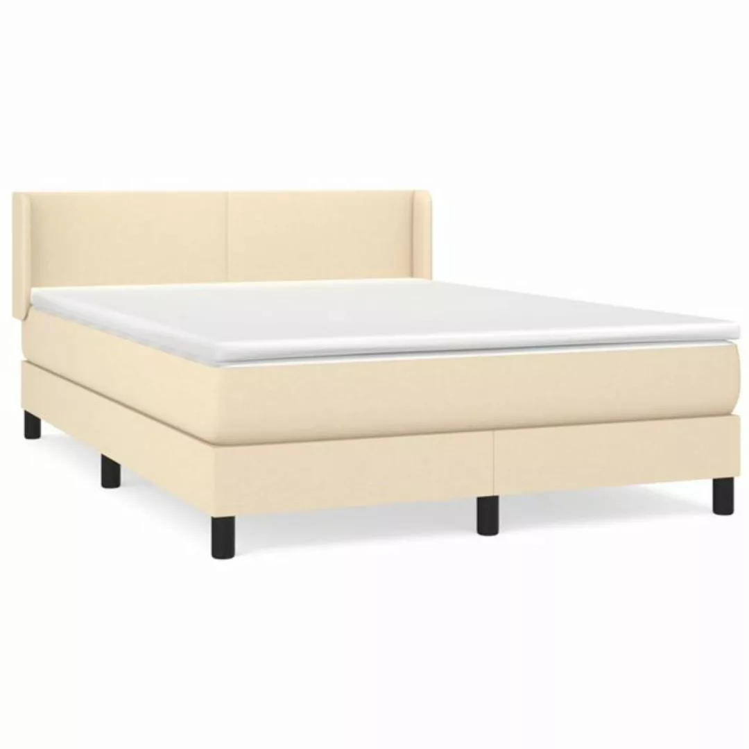 vidaXL Boxspringbett, Boxbett mit Matratze Creme 140x200 cm Stoff günstig online kaufen