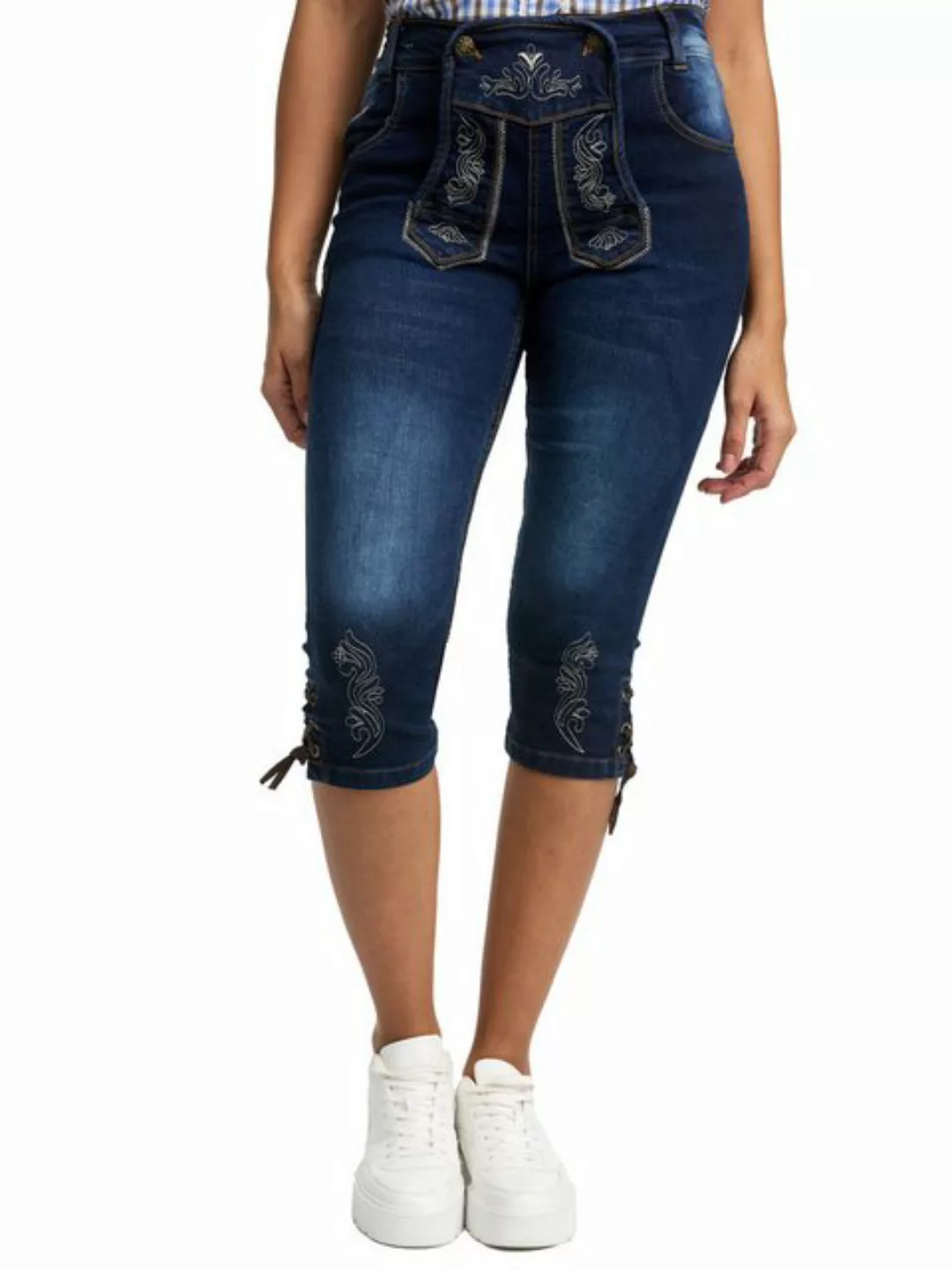 Steigenhöfer Manufaktur Jeansshorts Trachtenhosen Look traditionelle Damen- günstig online kaufen
