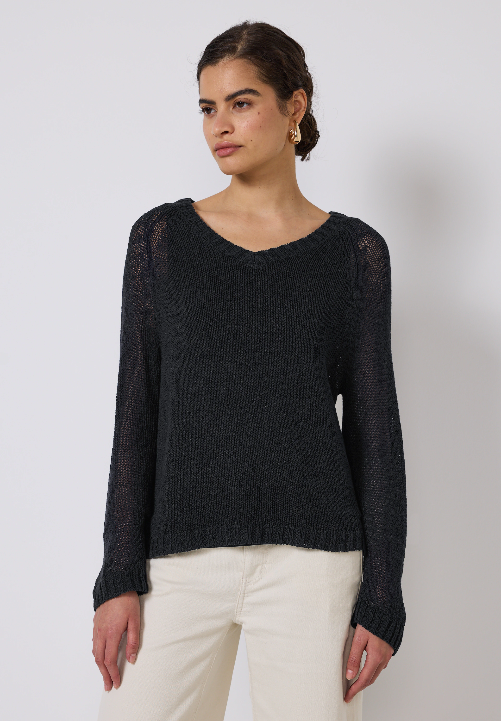 STREET ONE STUDIO V-Ausschnitt-Pullover, mit grober Struktur günstig online kaufen