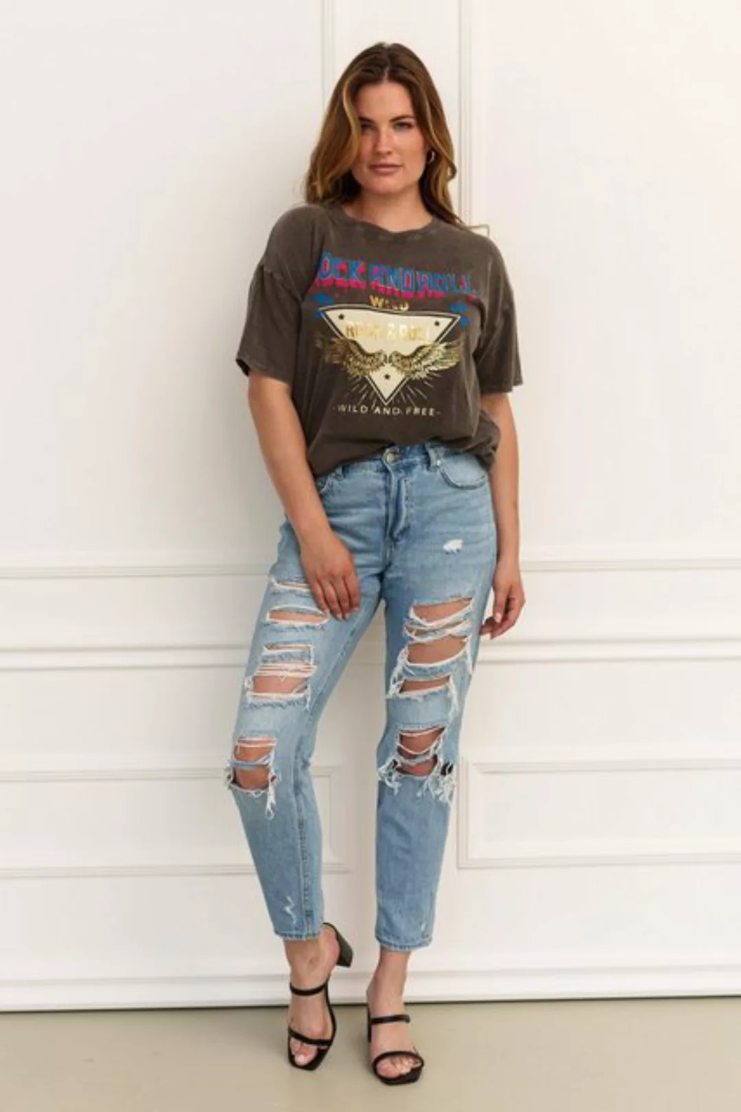 Lelü Fashion T-Shirt Oversized T-Shirt mit Print Rock´n´Roll günstig online kaufen