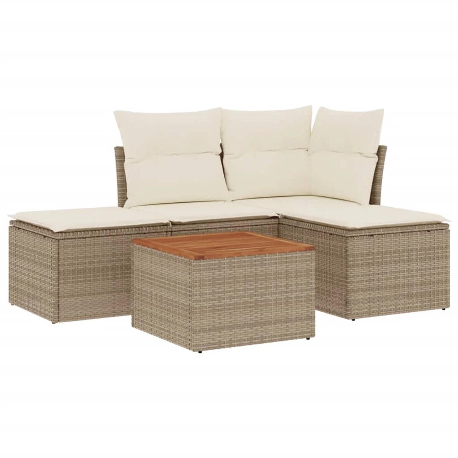 vidaXL 5-Tlg Garten-Sofagarnitur mit Kissen Beige Poly Rattan 3223587 günstig online kaufen