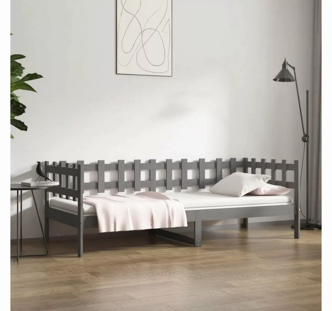 furnicato Bett Tagesbett Grau 90x200 cm Massivholz Kiefer günstig online kaufen