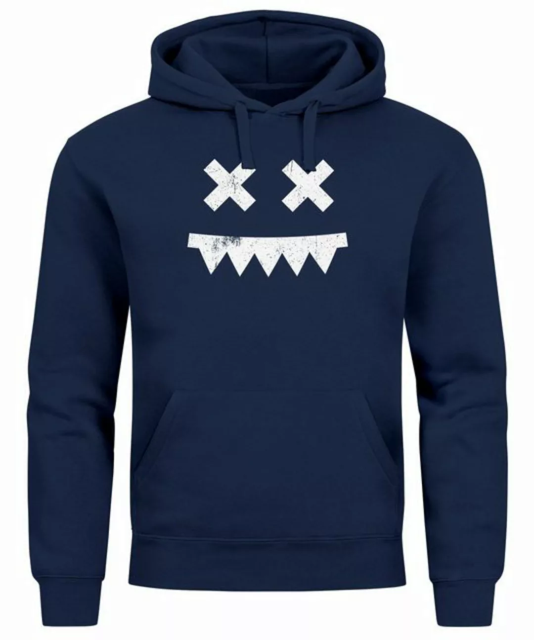 Neverless Hoodie Hoodie Herren Print Smile Smiling Face Techwear Kapuzen-Pu günstig online kaufen