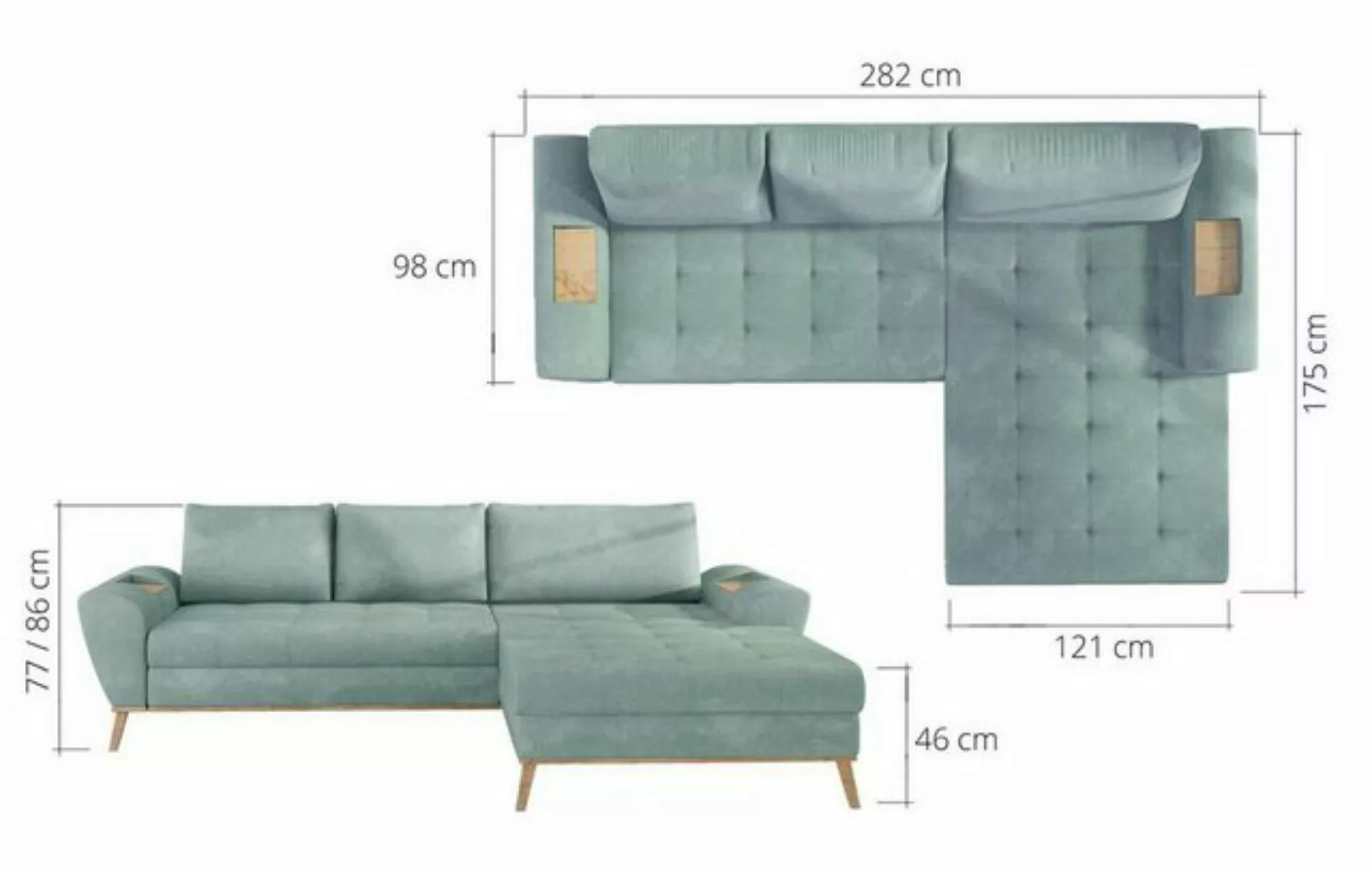 JVmoebel Ecksofa Bettfunktion Wohnlandschaft Schlafsofa Ecksofa Couch L-For günstig online kaufen