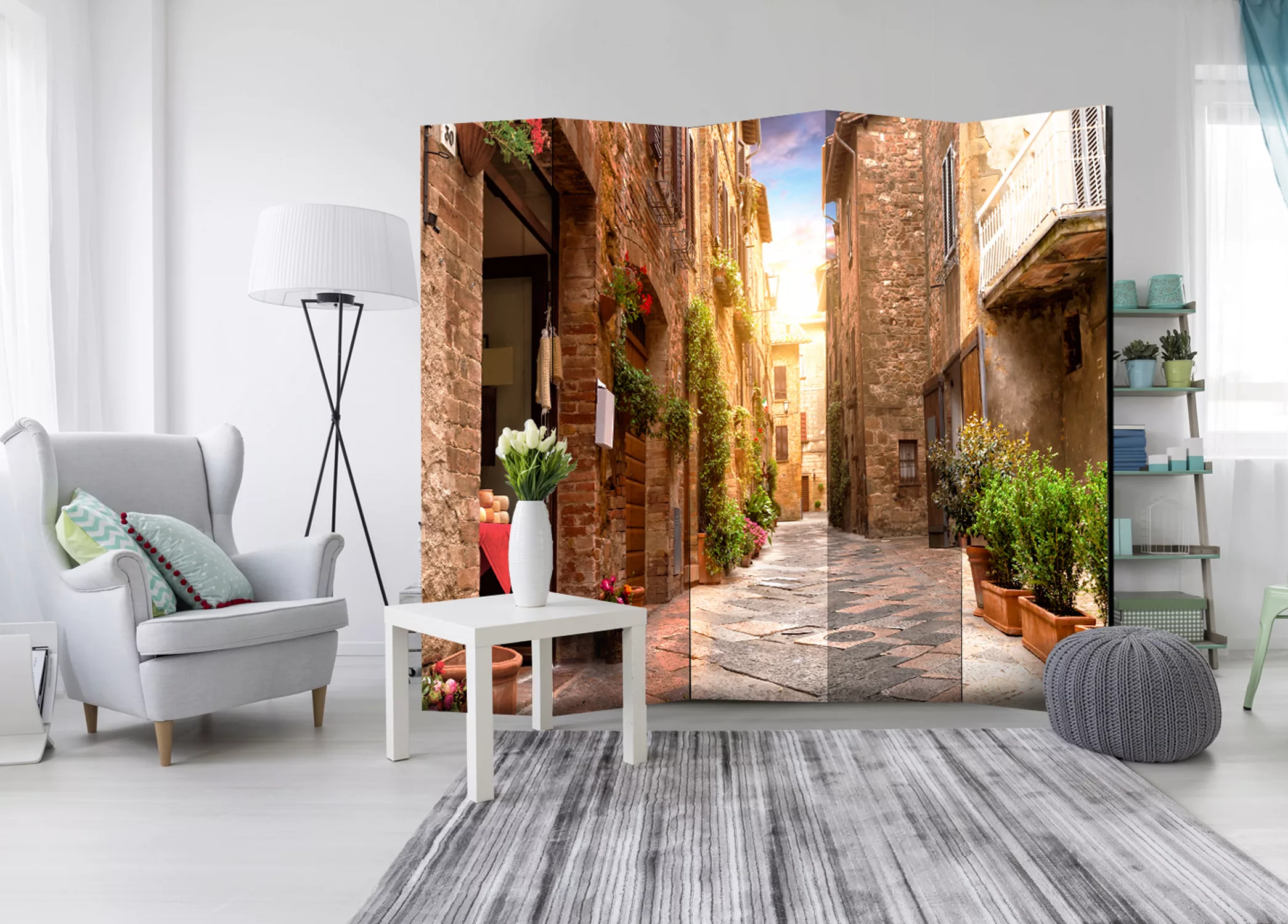 5-teiliges Paravent - Colourful Street In Tuscany Ii [room Dividers] günstig online kaufen