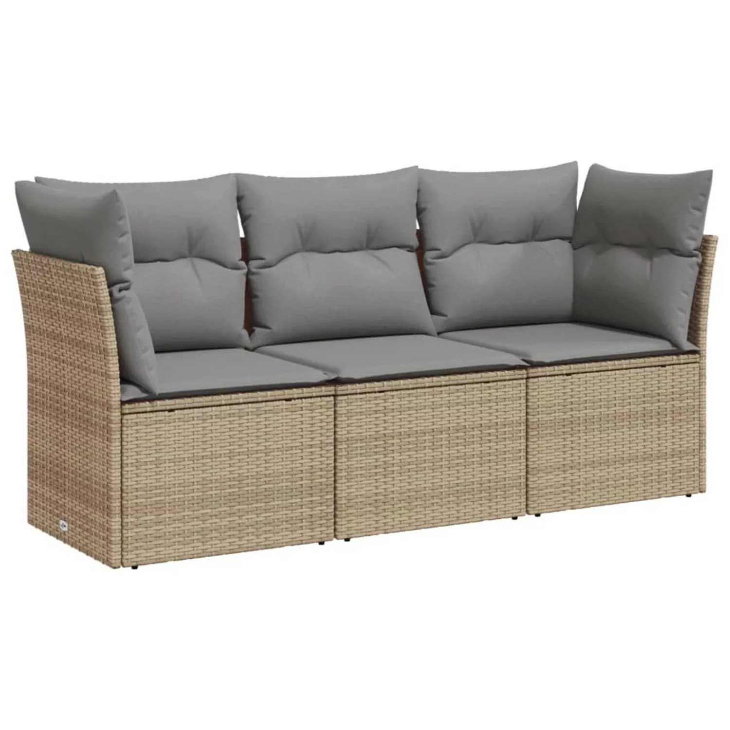 vidaXL 3-tlg Garten-Sofagarnitur mit Kissen Beige Poly Rattan Modell 6 günstig online kaufen