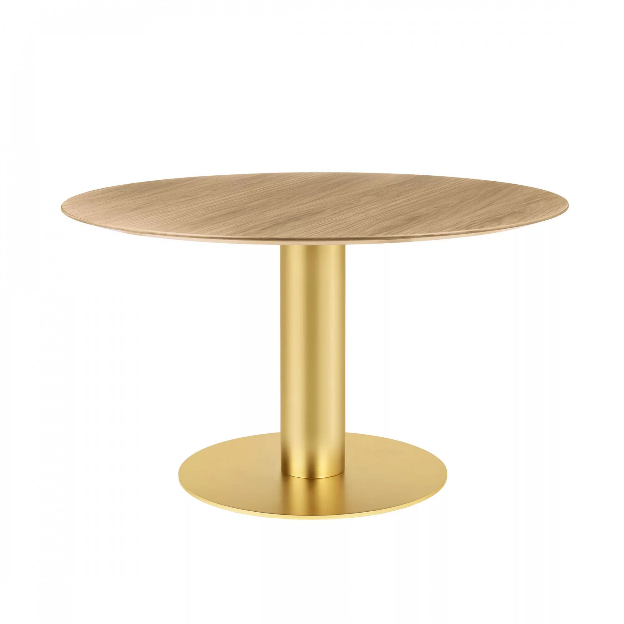 Gubi - 2.0 Dining Table Gestell Messing Ø130cm - eiche/Tischplatte Eiche/H günstig online kaufen