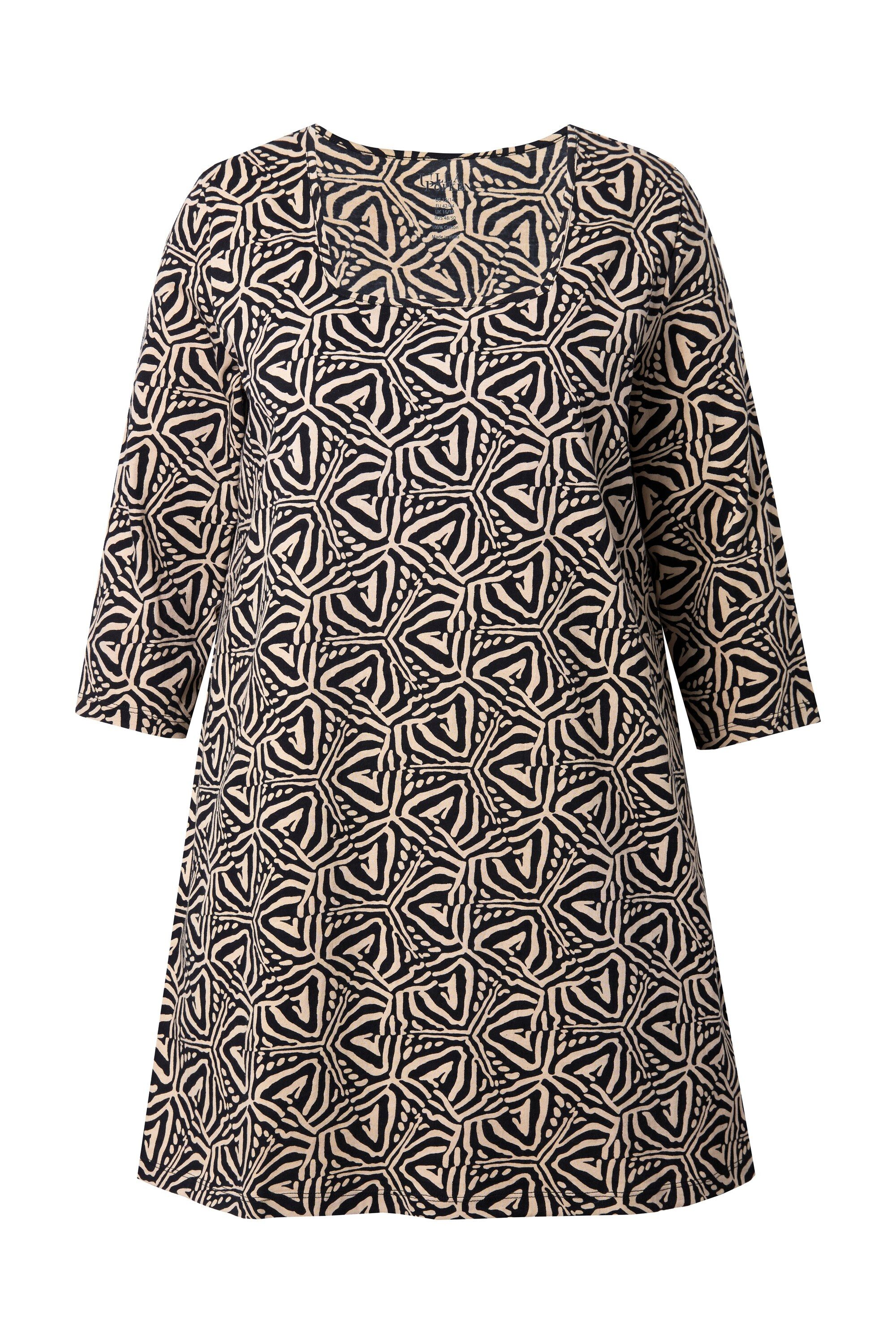 Ulla Popken Longshirt Longshirt A-Linie Carré-Ausschnitt günstig online kaufen