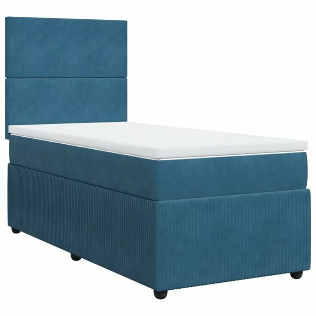 vidaXL Bett Boxspringbett mit Matratze Blau 80x200 cm Samt günstig online kaufen