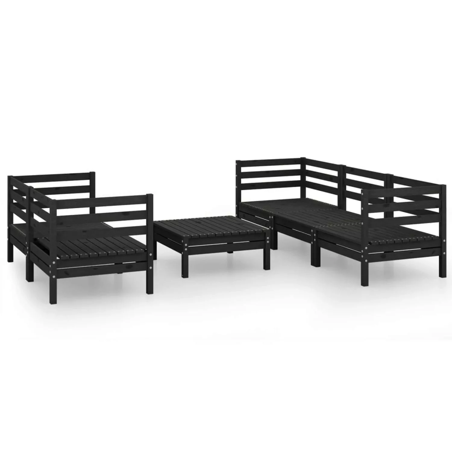 6-tlg. Garten-lounge-set Schwarz Massivholz Kiefer günstig online kaufen