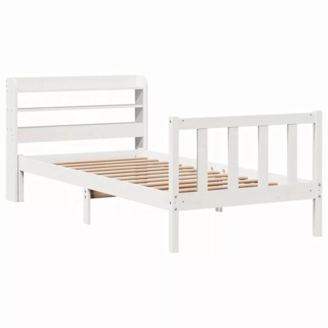 vidaXL Bett Massivholzbett ohne Matratze Weiß 75x190 cm Kiefernholz günstig online kaufen