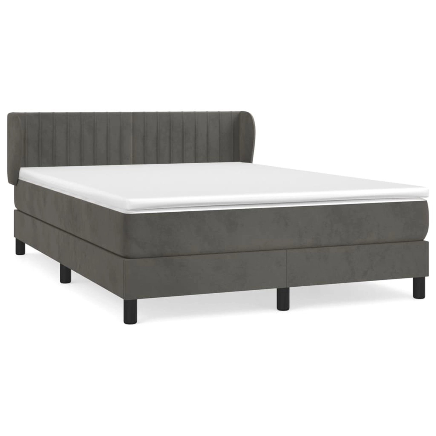 vidaXL Boxspringbett mit Matratze Dunkelgrau 140x190 cm Samt1396921 günstig online kaufen