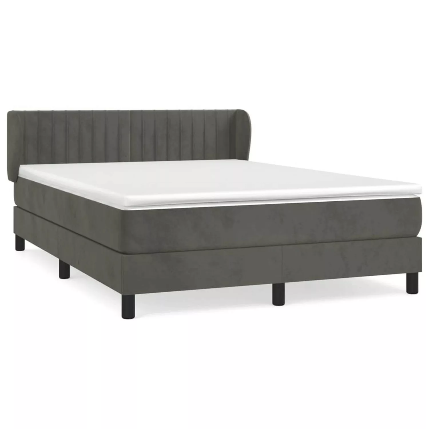 vidaXL Boxspringbett mit Matratze Dunkelgrau 140x190 cm Samt1396921 günstig online kaufen