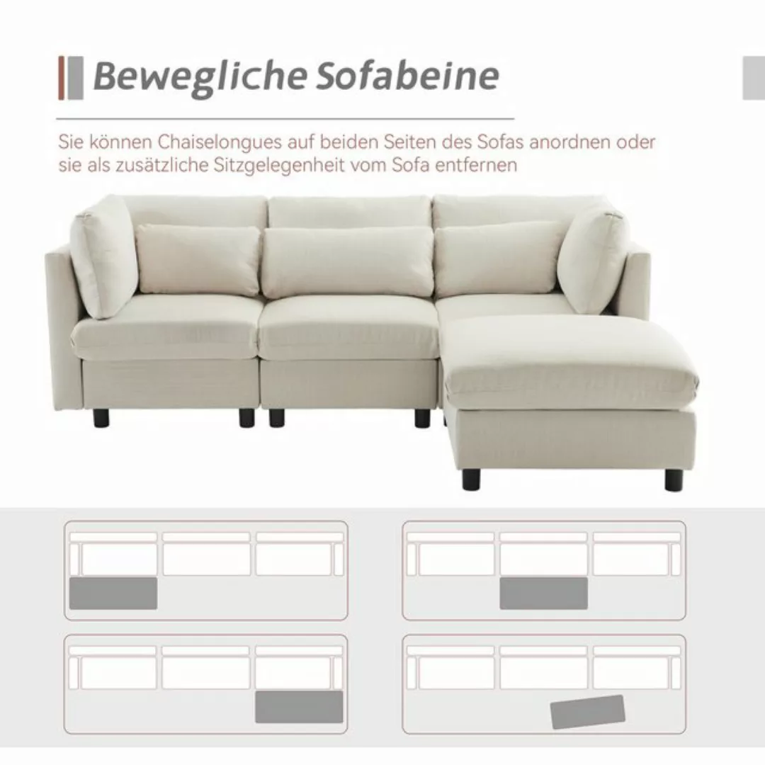 MODFU Sofa Polstermöbel, Sofa, Dreisitzer-Sofa, Wohnzimmersofa, Ecksofa mit günstig online kaufen