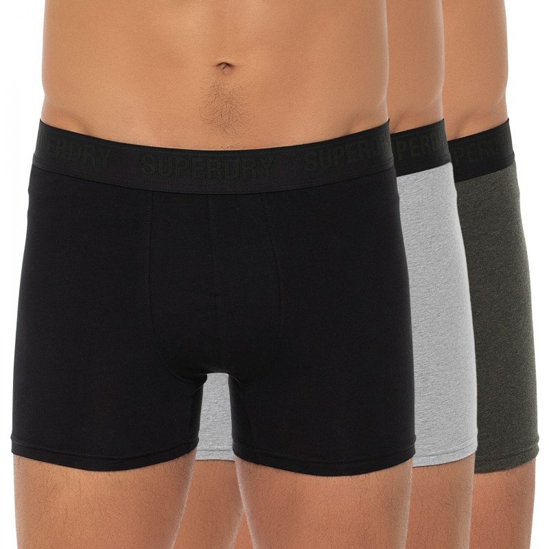 Superdry 3-er Set Boxer Briefs Grau & Schwarz günstig online kaufen