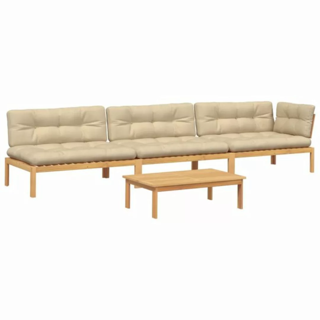 vidaXL Loungesofa 4-tlg. Garten-Sofagarnitur aus Paletten mit Kissen Akazie günstig online kaufen