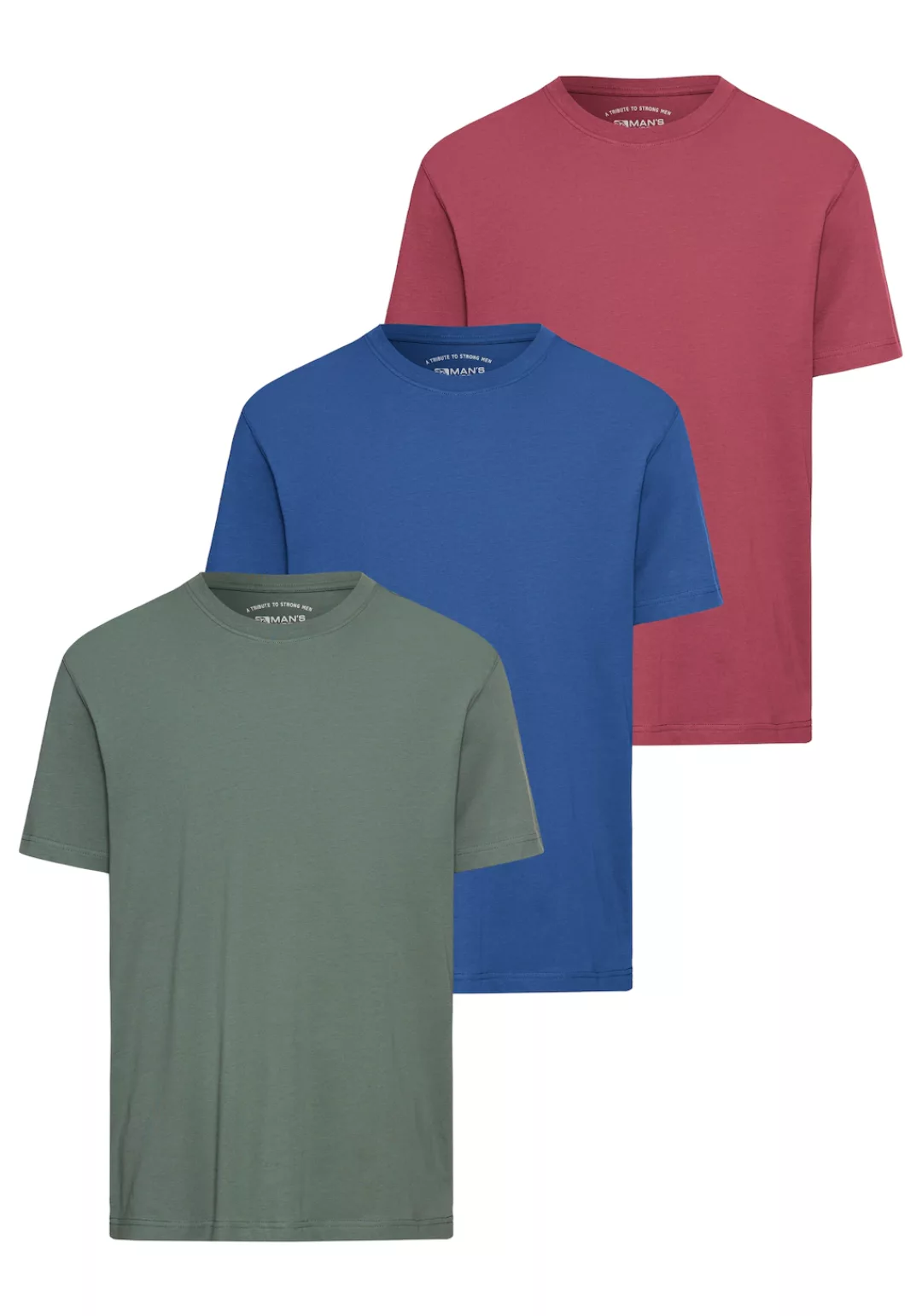 Mans World T-Shirt "neue Farben", (3er-Pack), Kurzarm, unifarben, Rundhals, günstig online kaufen
