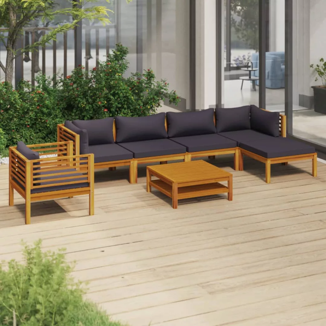 7-tlg. Garten-lounge-set Mit Auflage Massivholz Akazie günstig online kaufen