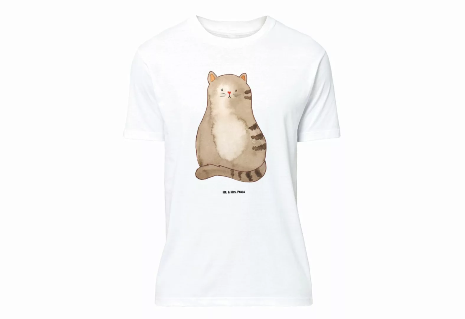 Mr. & Mrs. Panda T-Shirt Katze sitzend - Weiß - Geschenk, Liebe, Nachthemd, günstig online kaufen