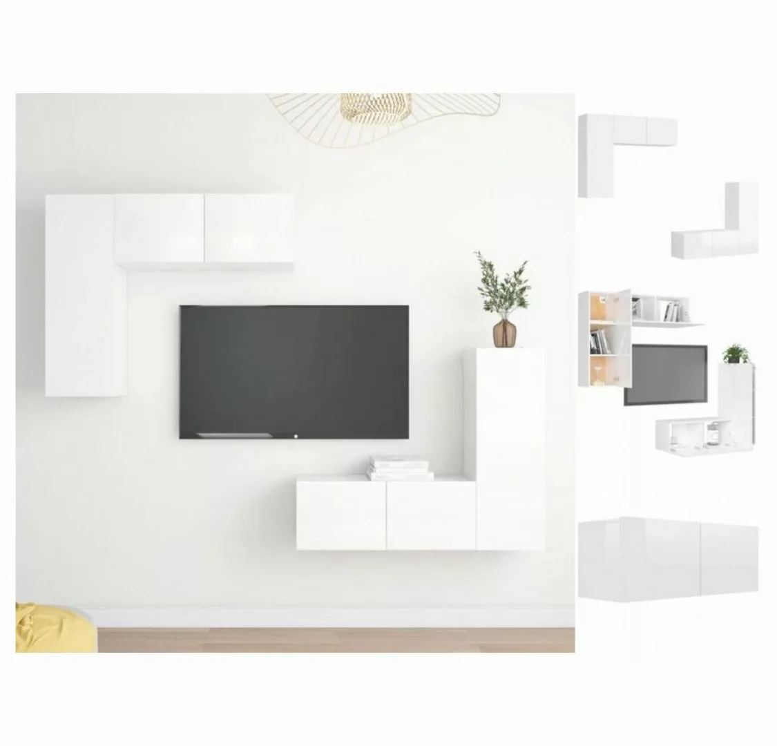 vidaXL Kleiderschrank 4-tlg TV-Schrank-Set Hochglanz-Weiß Spanplatte günstig online kaufen