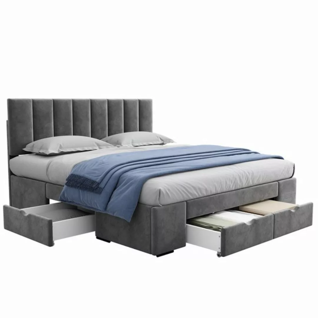 REDOM Polsterbett Doppelbett Stauraumbett Bett mit 4 Schubladen (140 x 200 günstig online kaufen