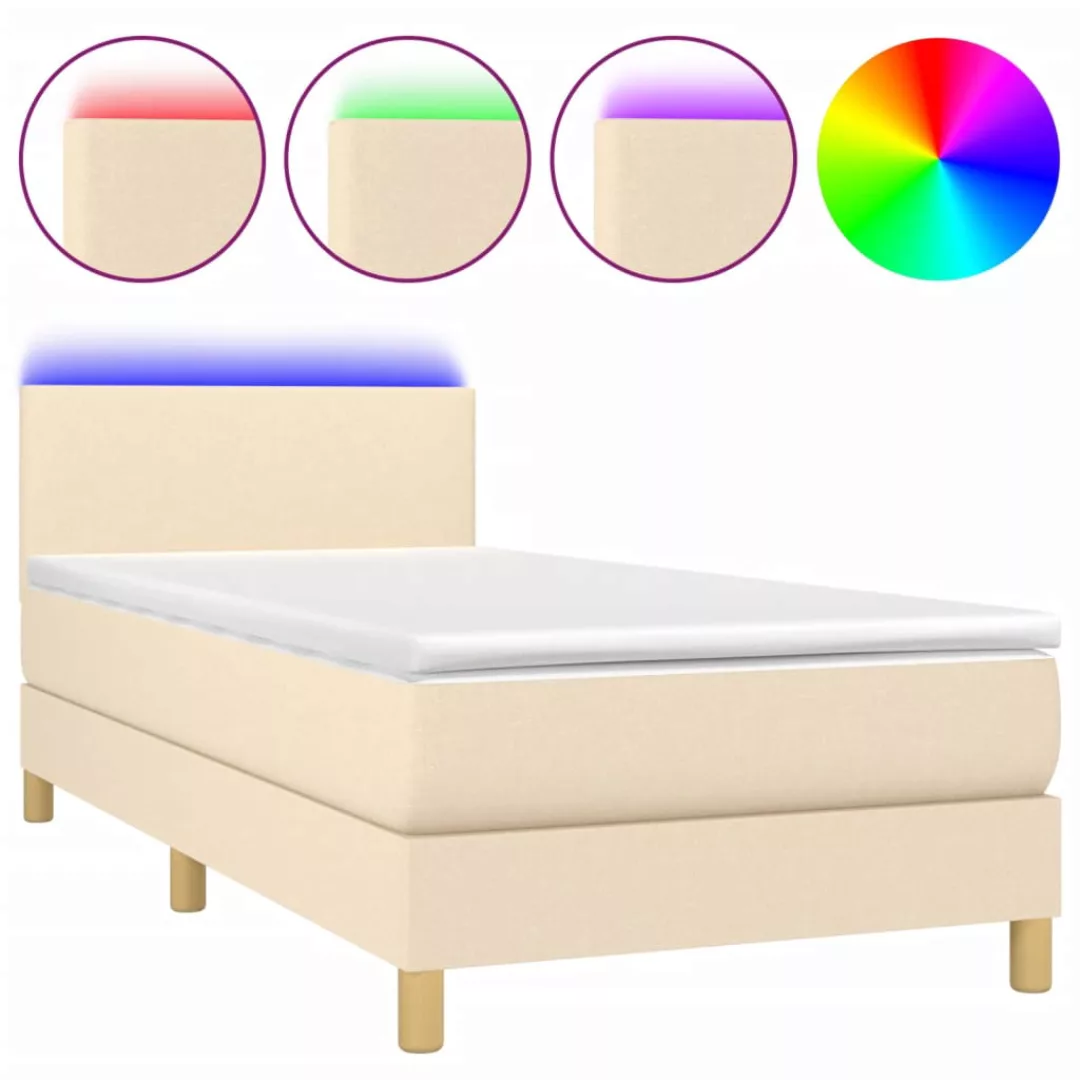 Vidaxl Boxspringbett Mit Matratze & Led Creme 90x200 Cm Stoff günstig online kaufen