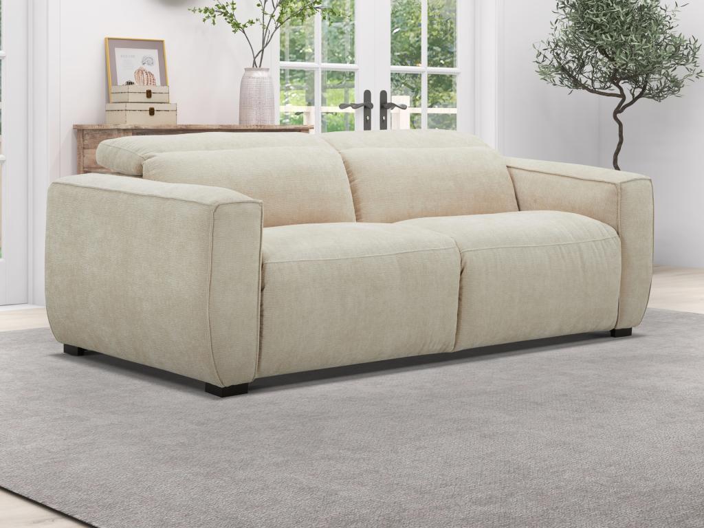 Relaxsofa elektrisch 3-Sitzer - Stoff - Beige - LAGUNDI günstig online kaufen