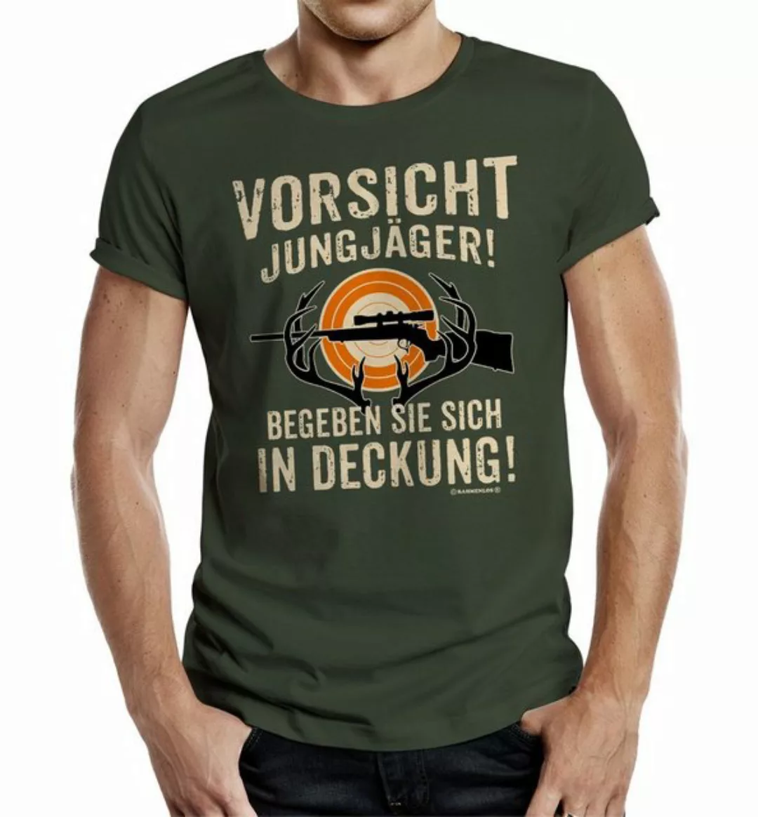 RAHMENLOS® T-Shirt Das Geschenk für Jäger "Vorsicht Jungjäger günstig online kaufen