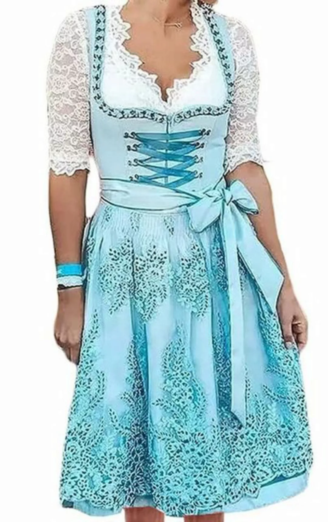 RUZU UG Dirndl Damen Midi Trachtenkleid Trachtenrock Kleid für Oktoberfest günstig online kaufen
