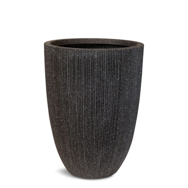 Toskana Deko Pflanzvase mit Rillen Ø 37 cm, Höhe 48,5 cm stone black günstig online kaufen