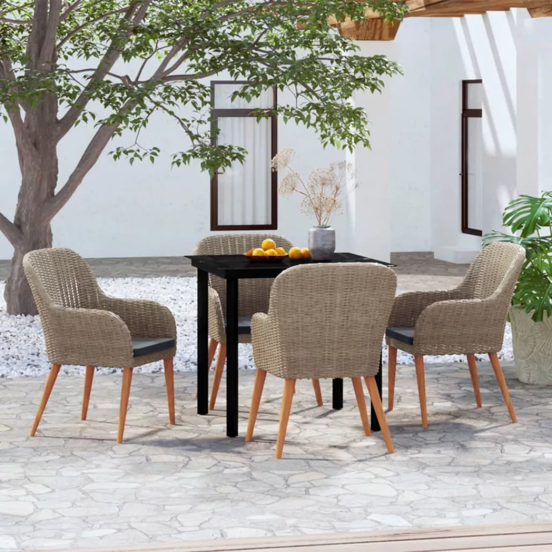 Vidaxl 5-tlg. Garten-essgruppe Mit Auflagen Braun günstig online kaufen