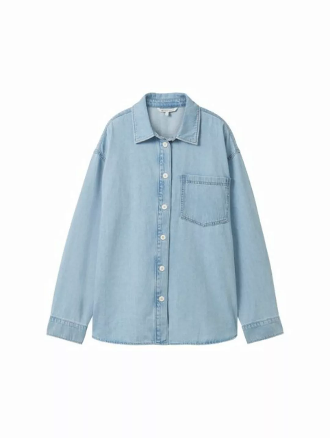 TOM TAILOR Denim Blusenshirt oversized denim shirt, Used Light Stone Blue D günstig online kaufen