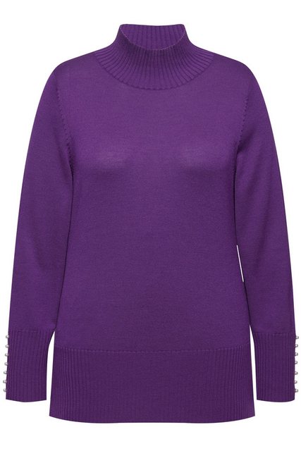 Ulla Popken Strickpullover Pullover Woll-Seidenmischung Stehkragen Zierperl günstig online kaufen