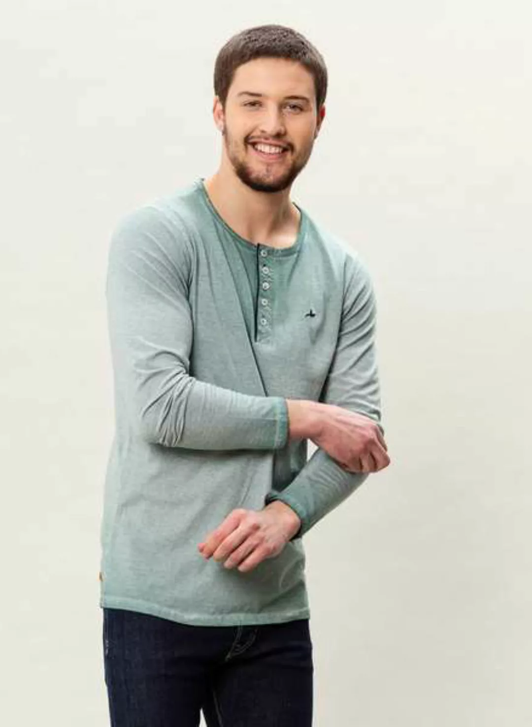 Mor-3050 Herren Garment Dyed Langarm T-shirt günstig online kaufen