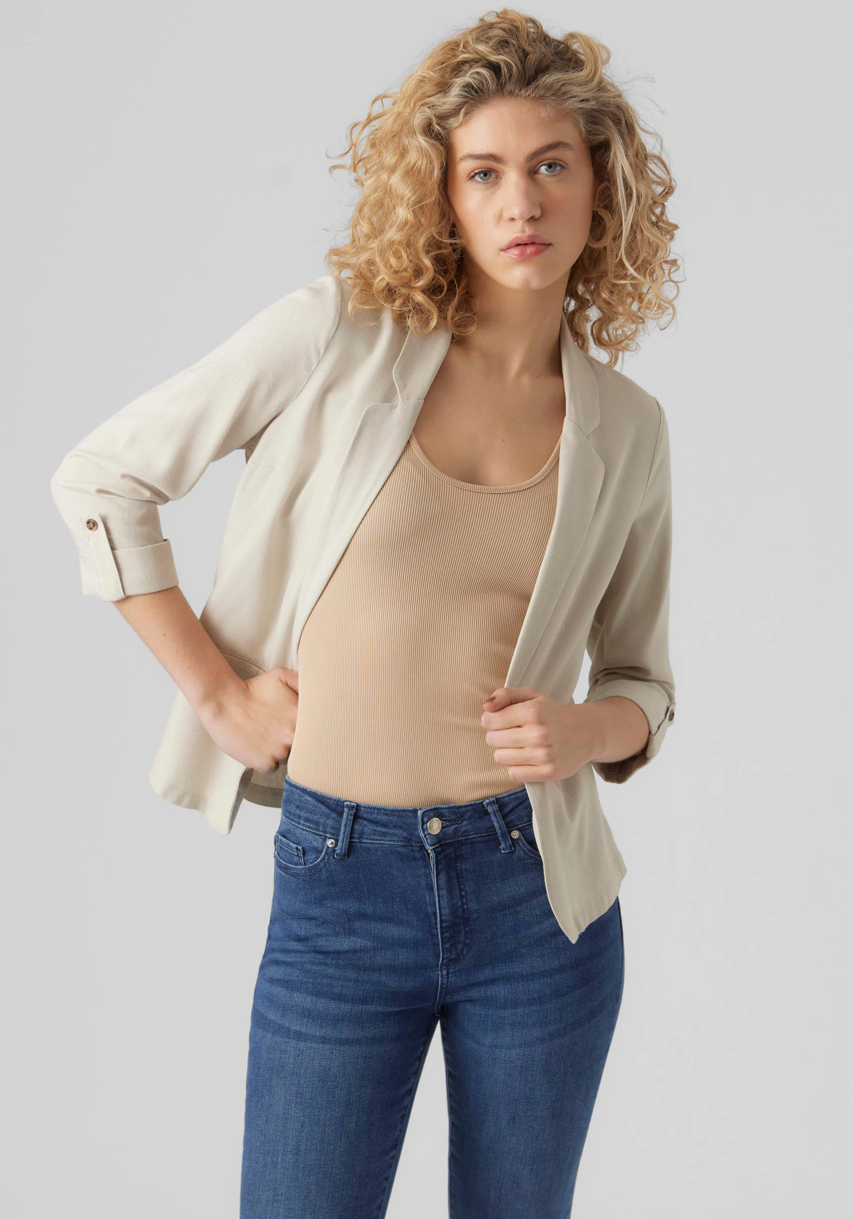 Vero Moda Kurzblazer "VMJESMILO 3/4 LOOSE BLAZER WVN GA NOOS", mit Leinen günstig online kaufen