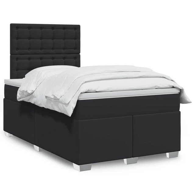 vidaXL Boxspringbett, Boxspringbett mit Matratze Schwarz 120x200 cm Kunstle günstig online kaufen