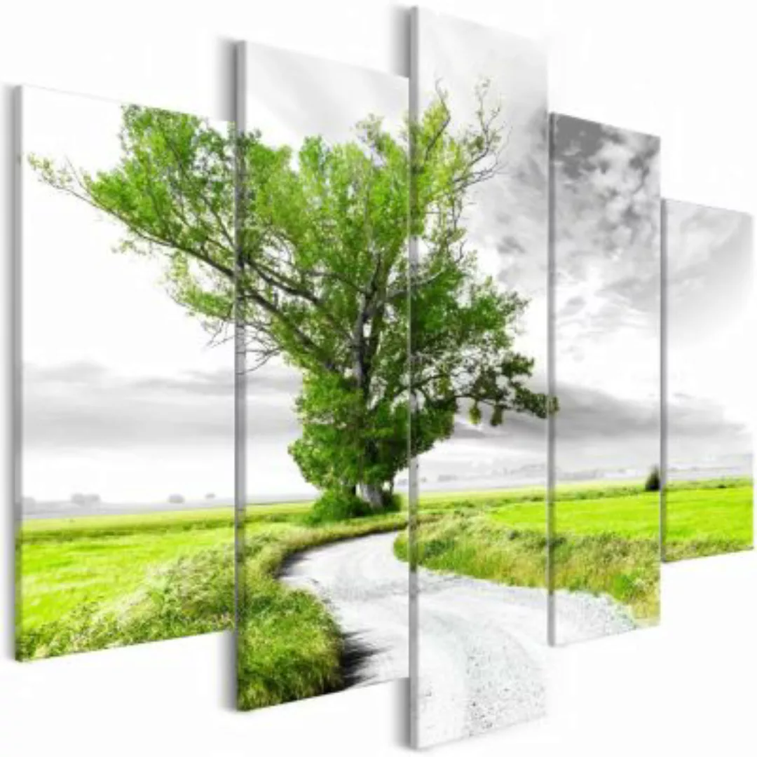 artgeist Wandbild Tree near the Road (5 Parts) Green grau/grün Gr. 200 x 10 günstig online kaufen
